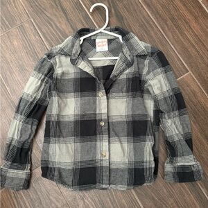 🪼Boys Jumping beans Black/Green Plaid Button-Down Shirt